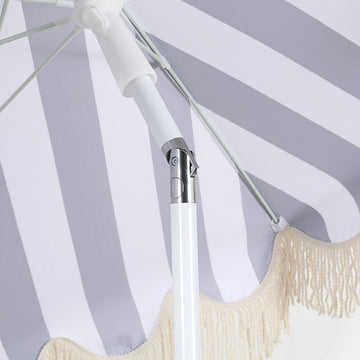Mariner 6.5 ft. Classic Cottage Fringe Tassel Market Beach Umbrella
